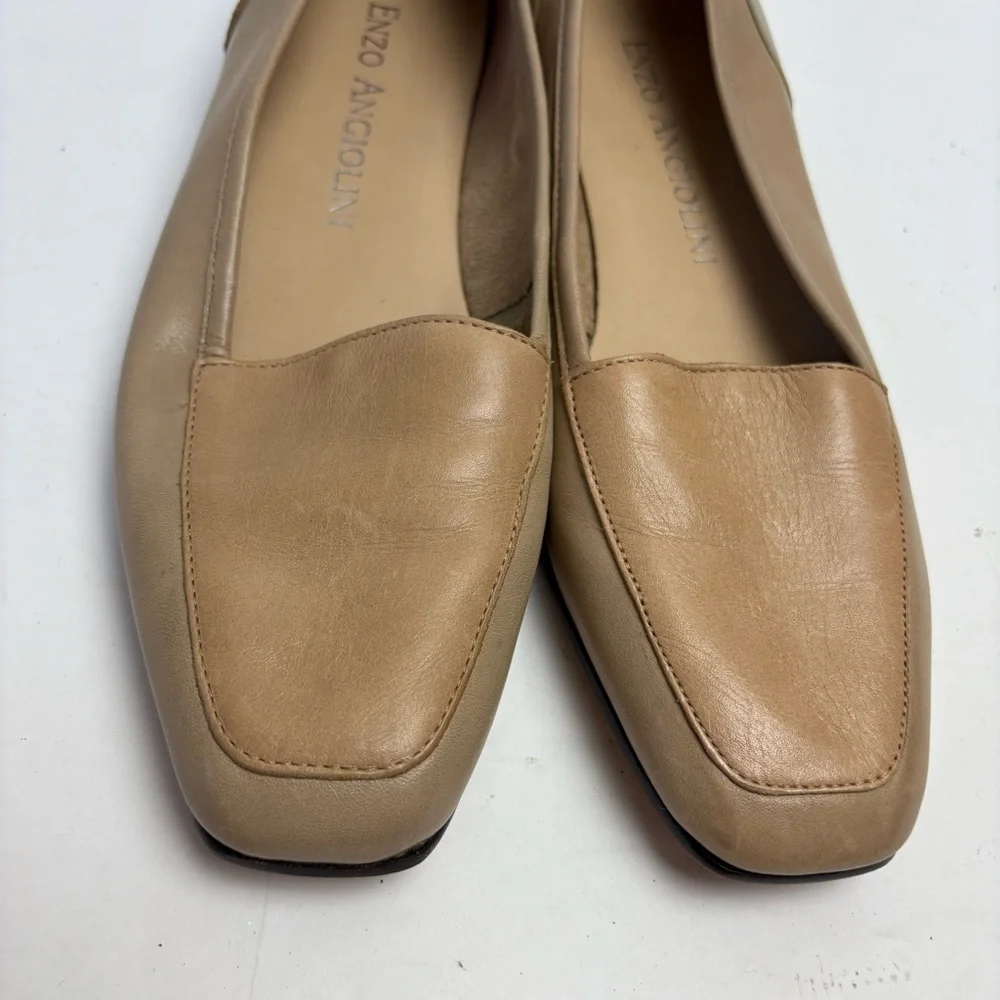 Enzo Angiolini Vintage Liberty Cream Tan Leather Flats Minimalist Design 8.5 N
